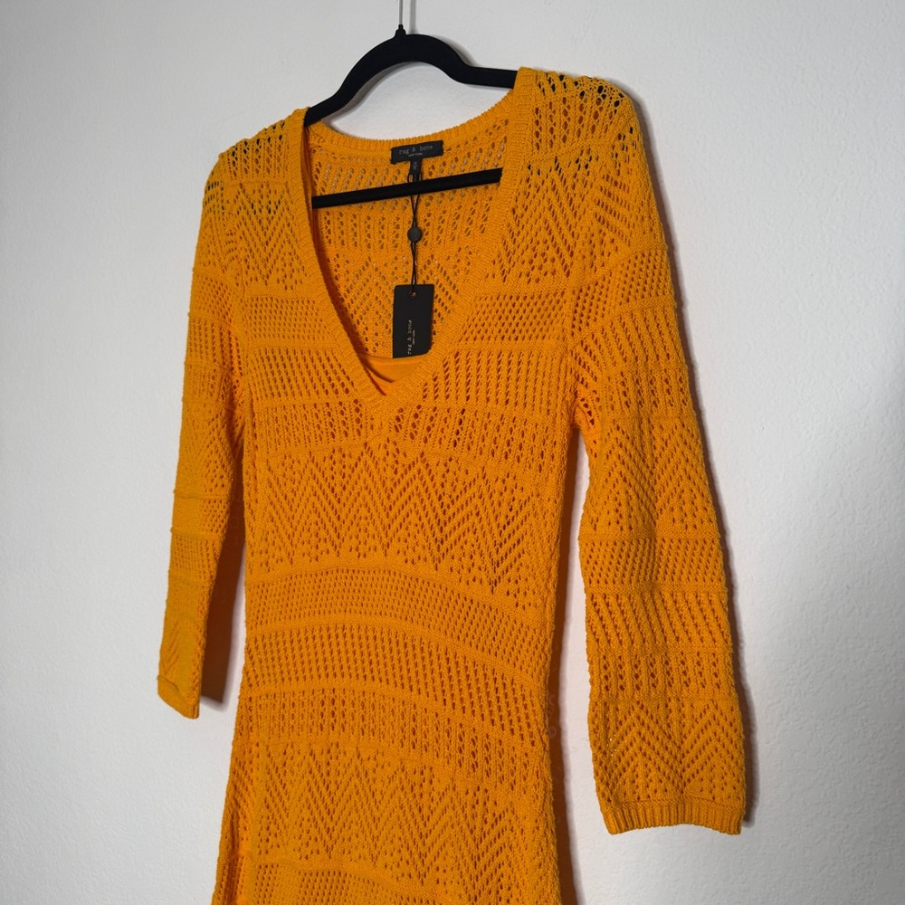 Rag & Bone Renee Long Deep Yellow Knit Dress Side Slit Lined Size M NWT - Picture 2 of 9